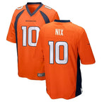 Johmsee D.Broncos #10 Bo Nix Player Orange Game Stitched Jerseys