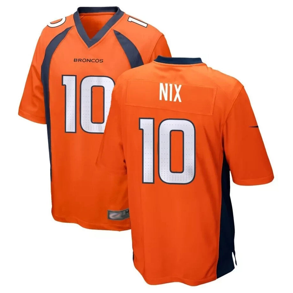 Johmsee D.Broncos #10 Bo Nix Player Orange Game Stitched Jerseys