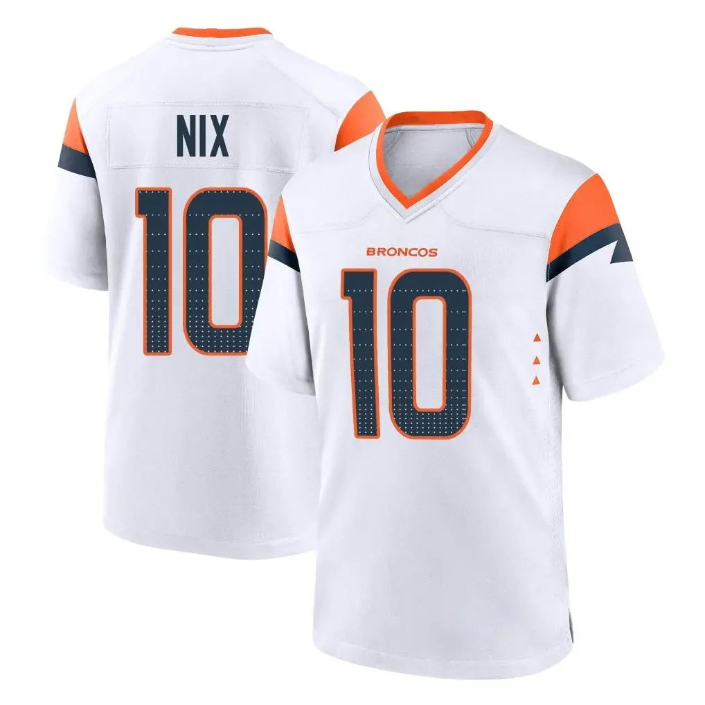 Johmsee D.Broncos #10 Bo Nix Player White Home Game Stitched Jerseys