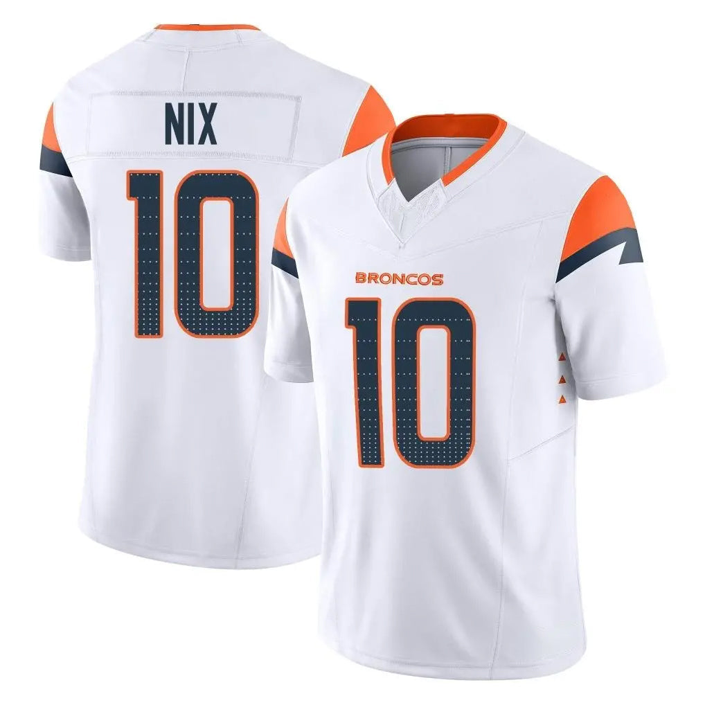 Johmsee D.Broncos #10 Bo Nix Player White Limited Vapor F.U.S.E. Home Game Stitched Jerseys