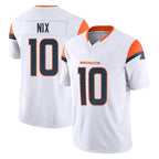 Johmsee D.Broncos #10 Bo Nix Player White Limited Vapor F.U.S.E. Home Game Stitched Jerseys