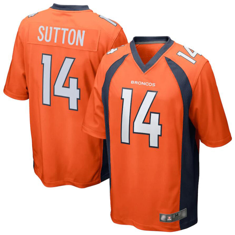 Johmsee D.Broncos #14 Courtland Sutton Orange Replica Game Stitched Jerseys