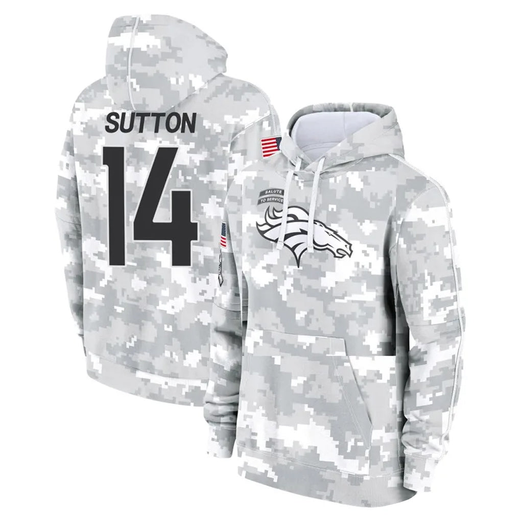 Johmsee D.Broncos #14 Courtland Sutton Player Arctic Camo Salute to Service Hoodies Limited Game Stitched Jerseys