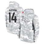 Johmsee D.Broncos #14 Courtland Sutton Player Arctic Camo Salute to Service Hoodies Limited Game Stitched Jerseys