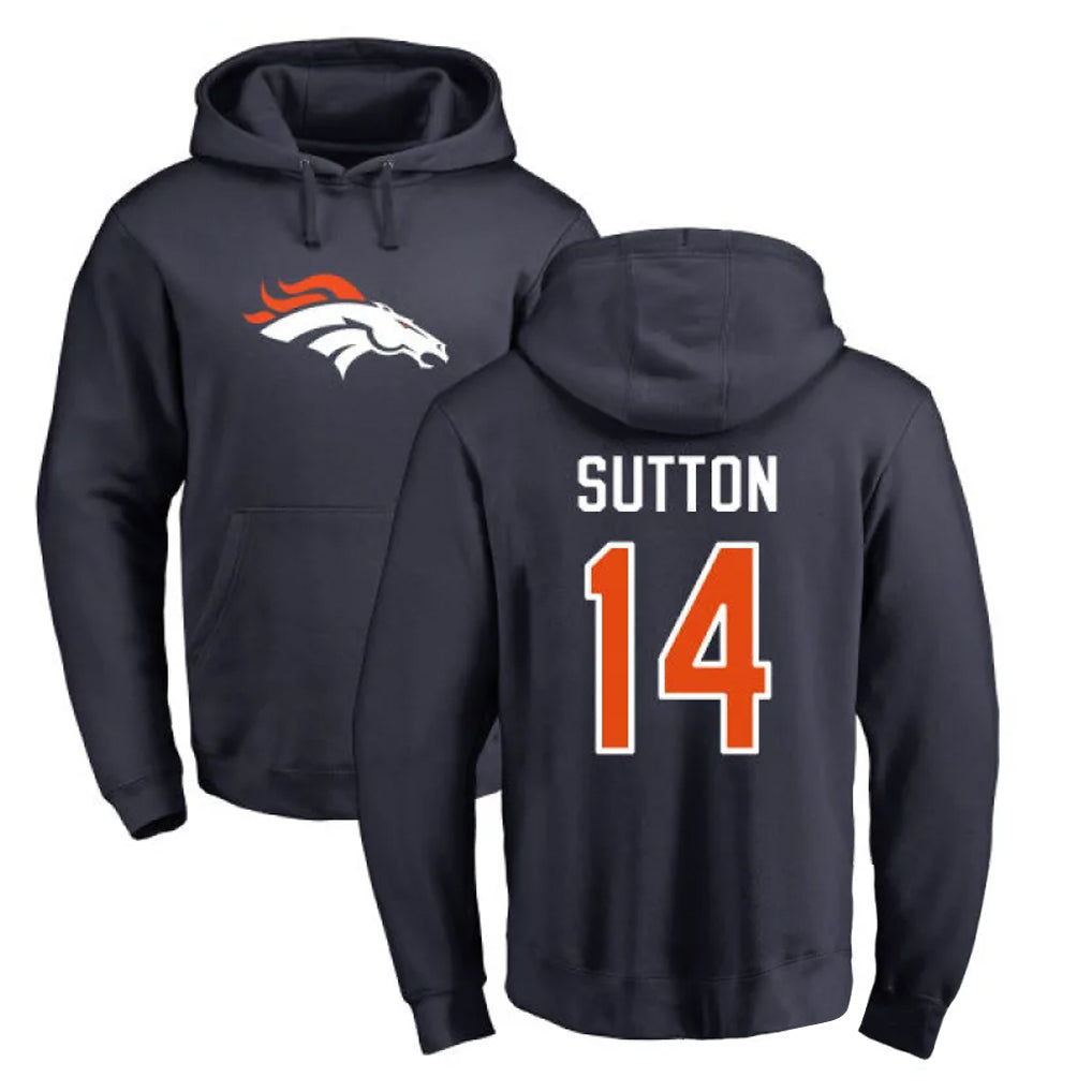 Johmsee D.Broncos #14 Courtland Sutton Player Navy Pullover Hoodie Limited Stitched Jerseys