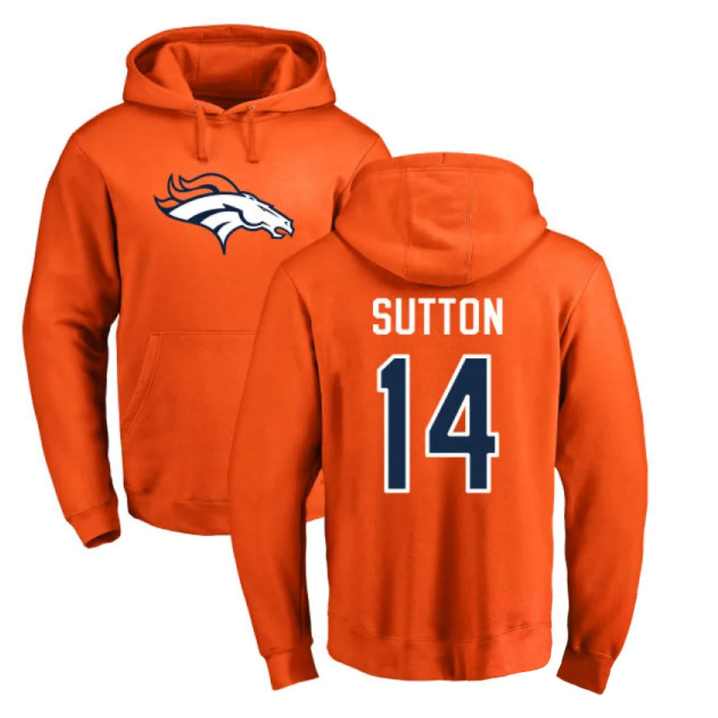 Johmsee D.Broncos #14 Courtland Sutton Player Orange Pullover Hoodie Limited Stitched Jerseys