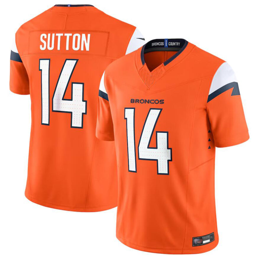 Johmsee D.Broncos #14 Courtland Sutton Player Orange Vapor F.U.S.E. Limited Stitched Jerseys