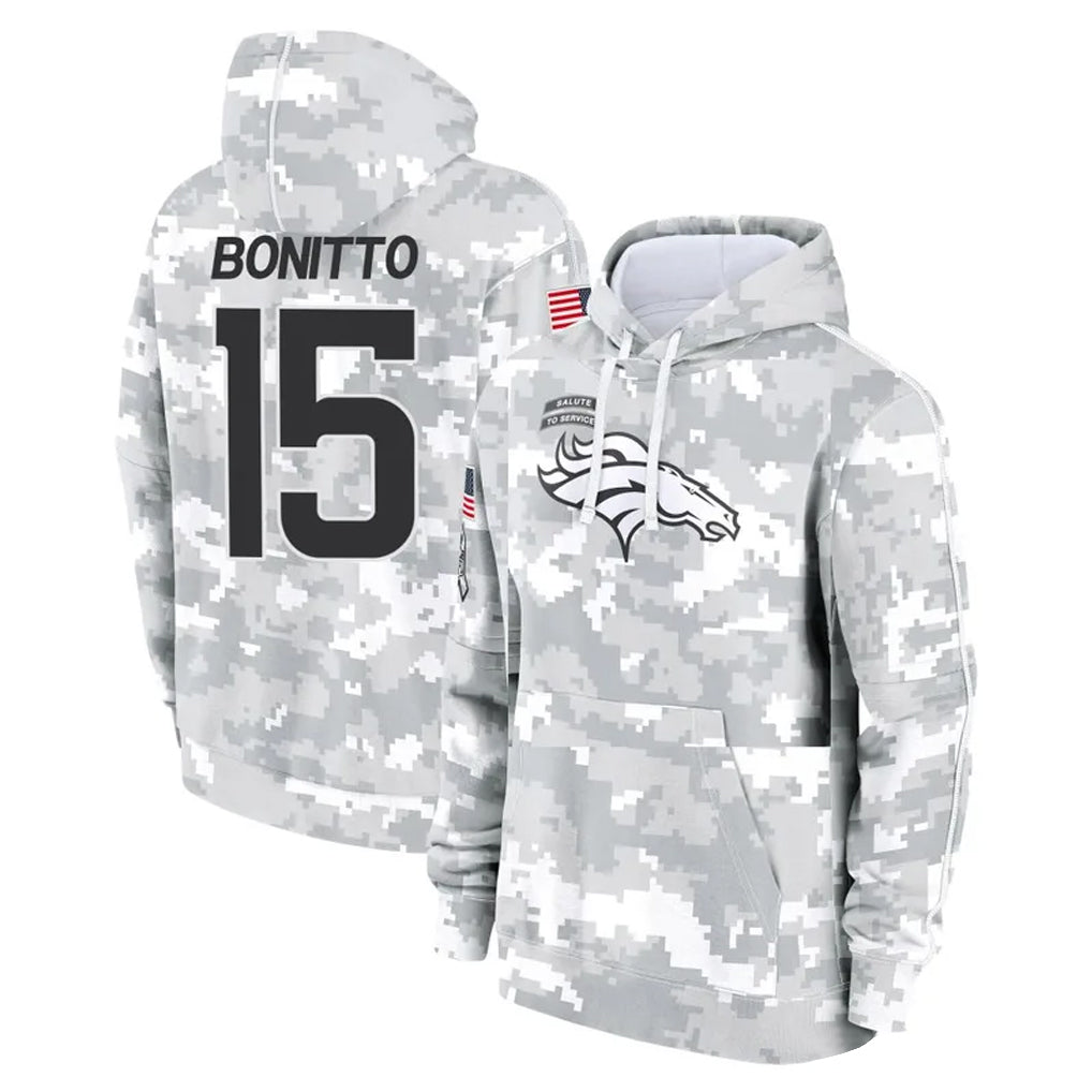 Johmsee D.Broncos #15 Nik Bonitto Player Arctic Camo Salute to Service Hoodies Limited Game Stitched Jerseys