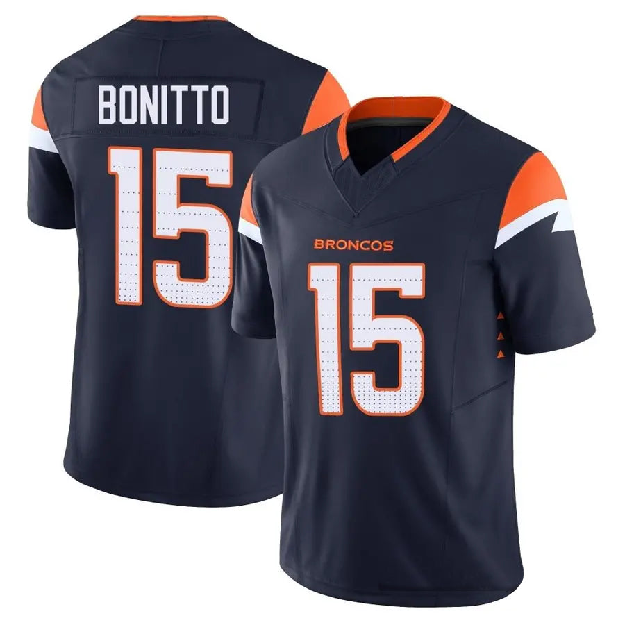 Johmsee D.Broncos #15 Nik Bonitto Player Navy Vapor F.U.S.E. Limited Stitched Jerseys