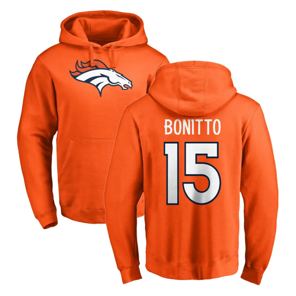 Johmsee D.Broncos #15 Nik Bonitto Player Orange Pullover Hoodie Limited Stitched Jerseys