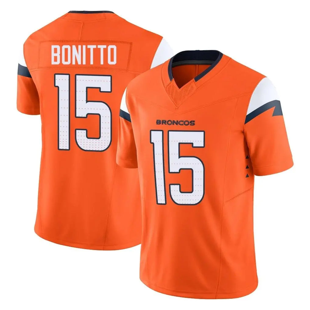 Johmsee D.Broncos #15 Nik Bonitto Player Orange Vapor F.U.S.E. Limited Home Game Stitched Jerseys