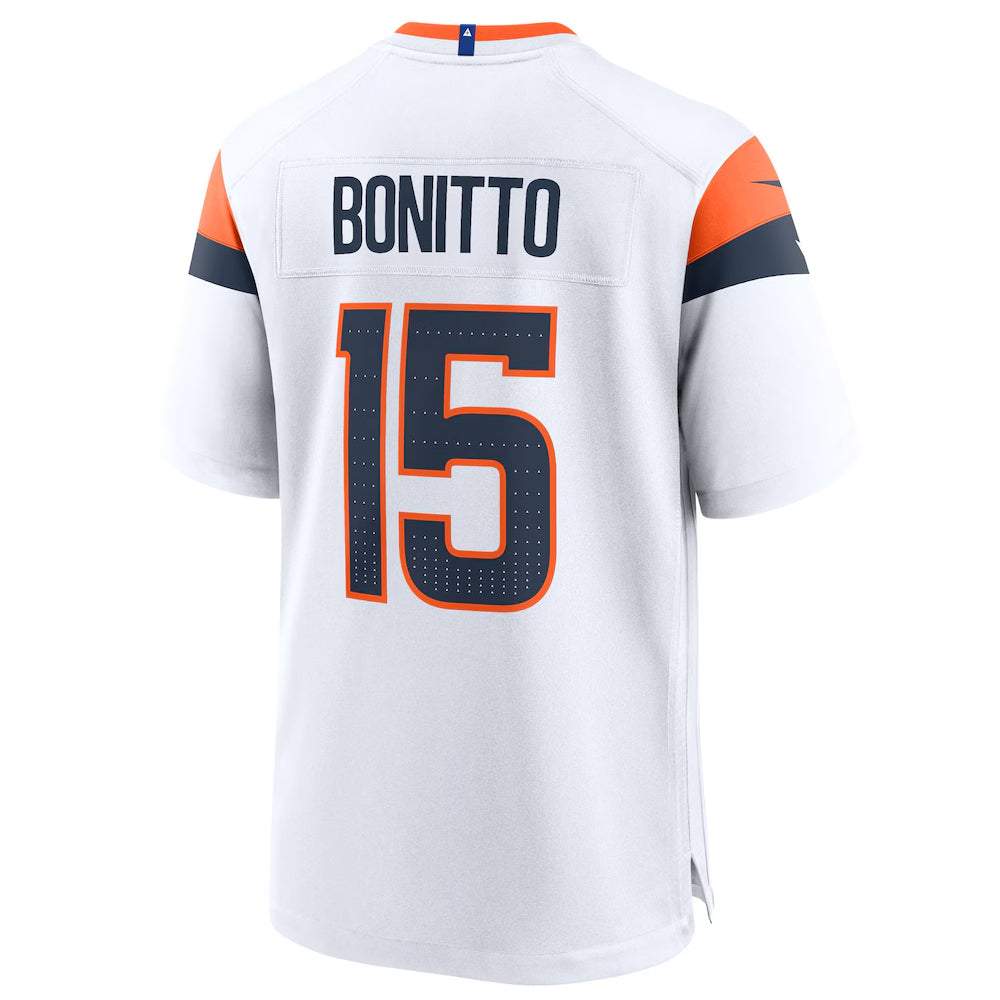 Johmsee D.Broncos #15 Nik Bonitto Player White Home Game Stitched Jerseys