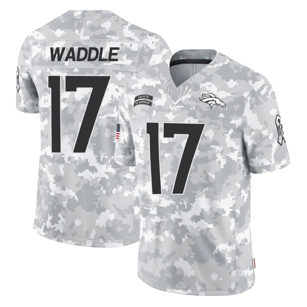 Johmsee D.Broncos #17 Jaylen Waddle Player Arctic Camo Salute To Service Limited Stitched Jerseys
