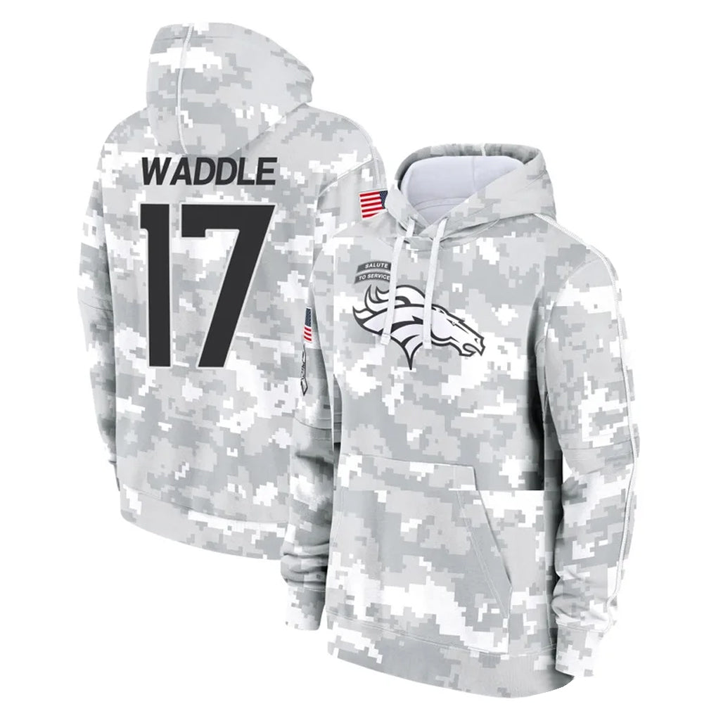 Johmsee D.Broncos #17 Jaylen Waddle Player Arctic Camo Salute to Service Hoodies Limited Game Stitched Jerseys