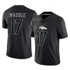 Johmsee D.Broncos #17 Jaylen Waddle Player Black Reflective Limited Stitched Jerseys