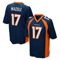 Johmsee D.Broncos #17 Jaylen Waddle Player Navy Game Stitched Jerseys