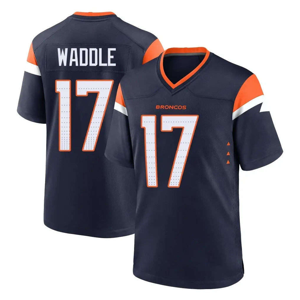 Johmsee D.Broncos #17 Jaylen Waddle Player Navy Home Game Stitched Jerseys