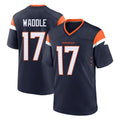 Johmsee D.Broncos #17 Jaylen Waddle Player Navy Home Game Stitched Jerseys