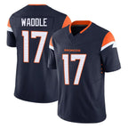 Johmsee D.Broncos #17 Jaylen Waddle Player Navy Limited Vapor F.U.S.E. Home Game Stitched Jerseys