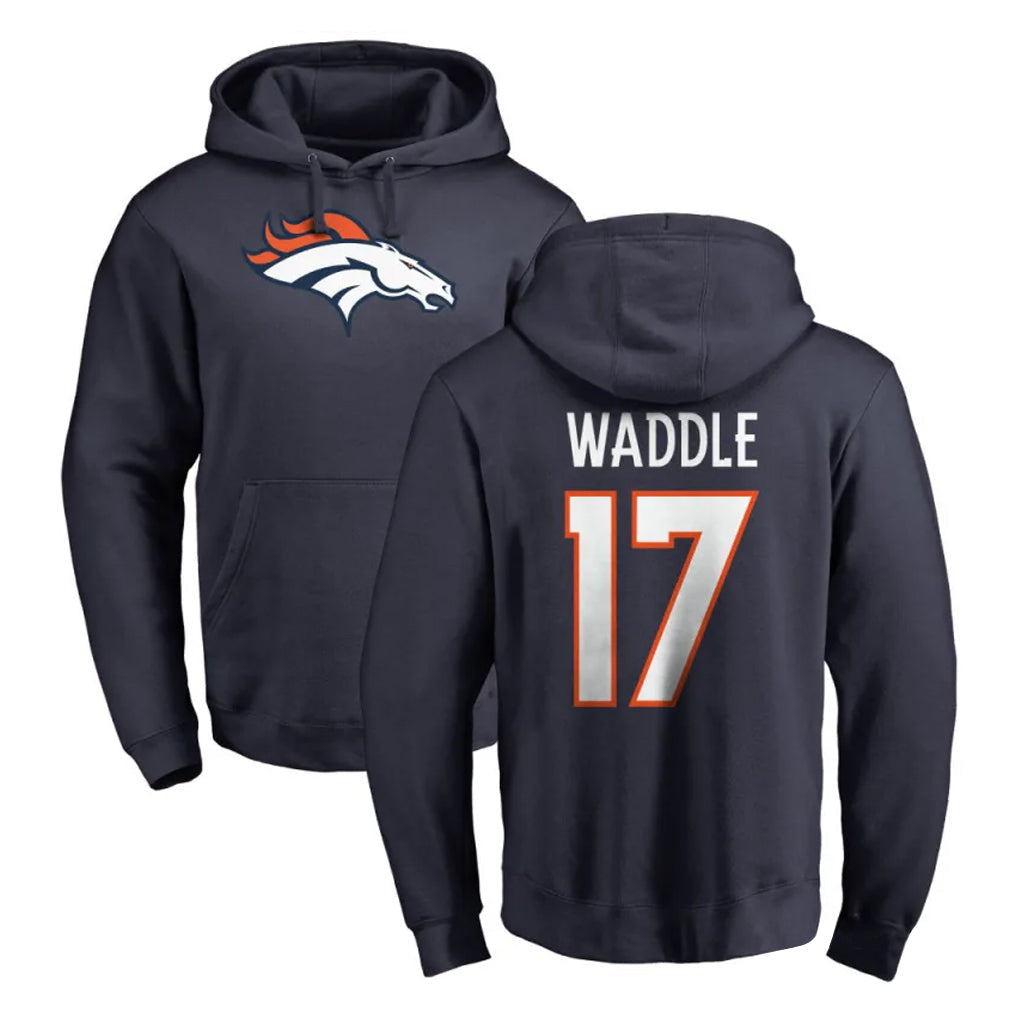 Johmsee D.Broncos #17 Jaylen Waddle Player Navy Pullover Hoodie Limited Stitched Jerseys