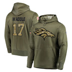 Johmsee D.Broncos #17 Jaylen Waddle Player Olive Salute to Service Pullover Hoodies Home Game Stitched Jerseys