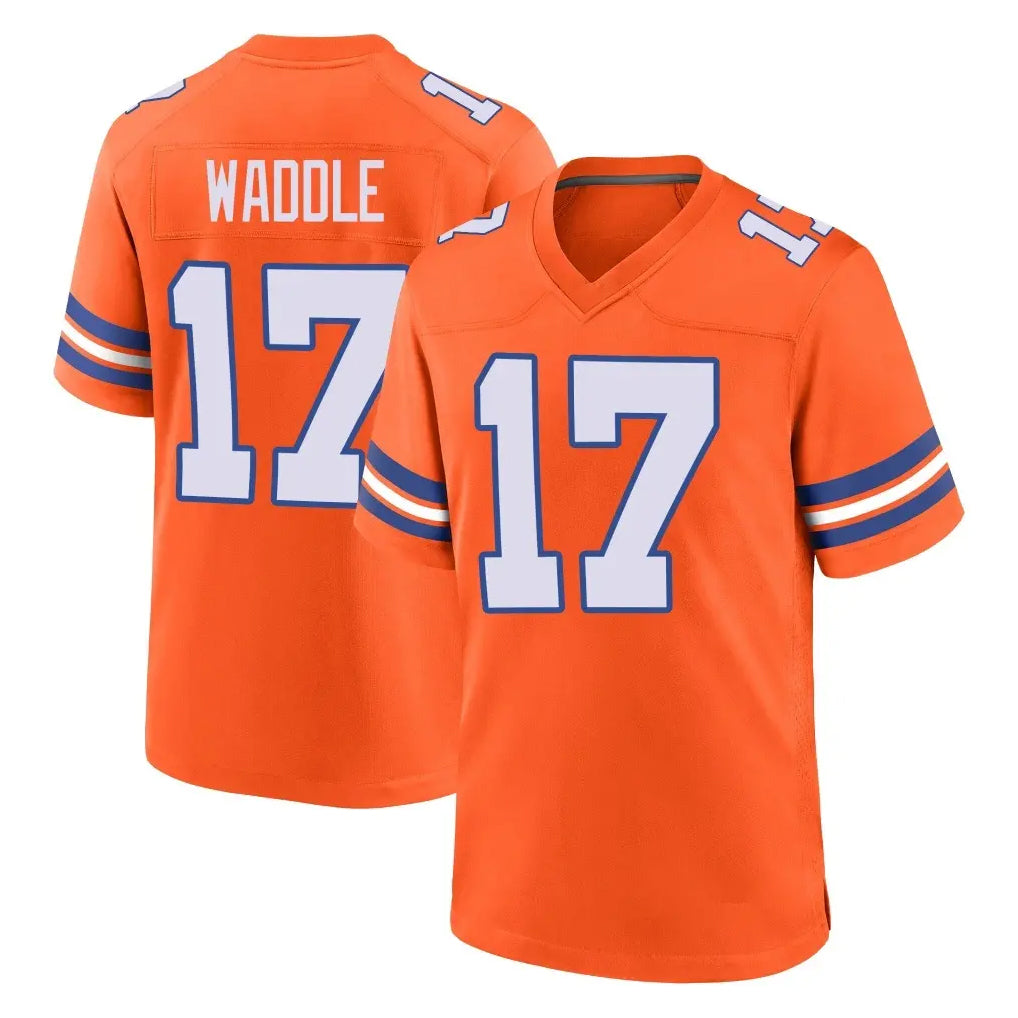 Johmsee D.Broncos #17 Jaylen Waddle Player Orange Alternate Collection Throwback Game Stitched Jerseys