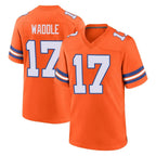 Johmsee D.Broncos #17 Jaylen Waddle Player Orange Alternate Collection Throwback Game Stitched Jerseys