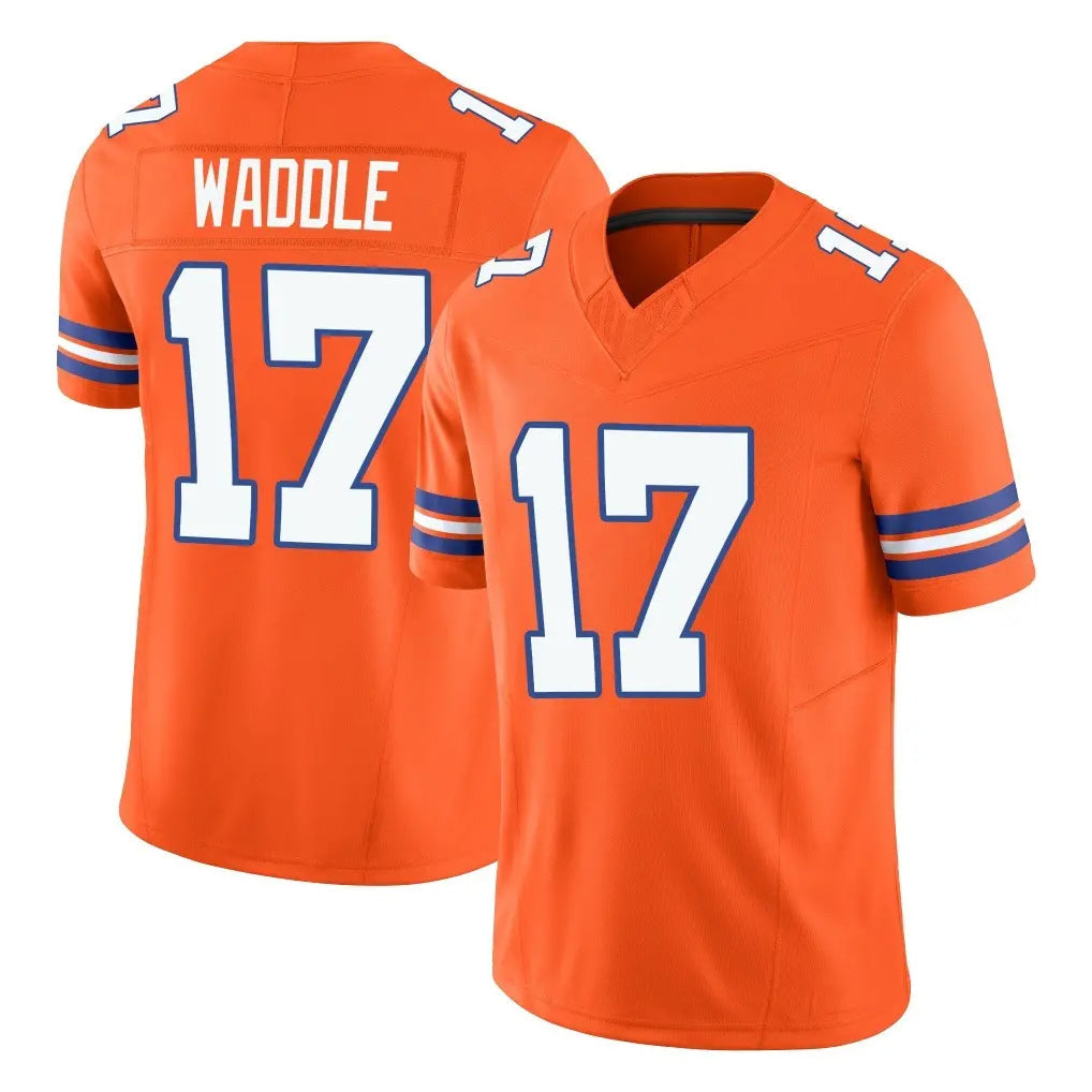 Johmsee D.Broncos #17 Jaylen Waddle Player Orange Limited Alternate Vapor F.U.S.E. Throwback Game Stitched Jerseys