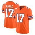 Johmsee D.Broncos #17 Jaylen Waddle Player Orange Limited Alternate Vapor F.U.S.E. Throwback Game Stitched Jerseys