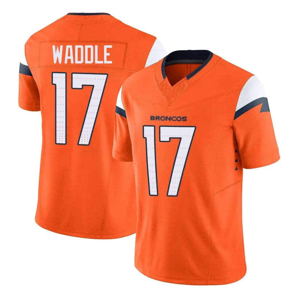 Johmsee D.Broncos #17 Jaylen Waddle Player Orange Vapor F.U.S.E. Limited Home Game Stitched Jerseys