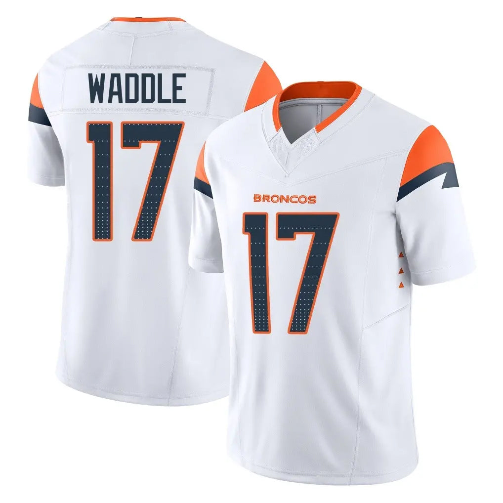 Johmsee D.Broncos #17 Jaylen Waddle Player White Limited Vapor F.U.S.E. Home Game Stitched Jerseys