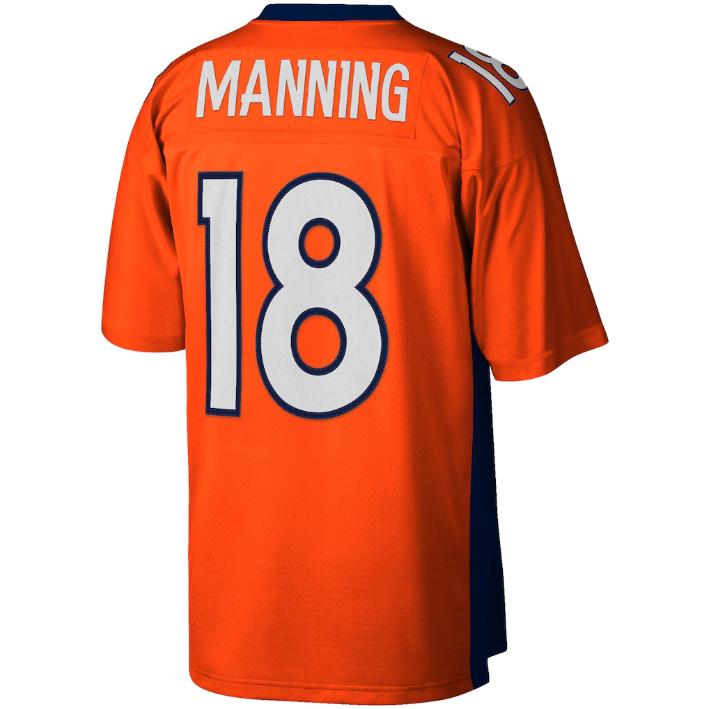 Johmsee D.Broncos #18 Peyton Manning Mitchell & Ness Orange Big & Tall 2015 Retired Player Replica Stitched Puhic Jersey