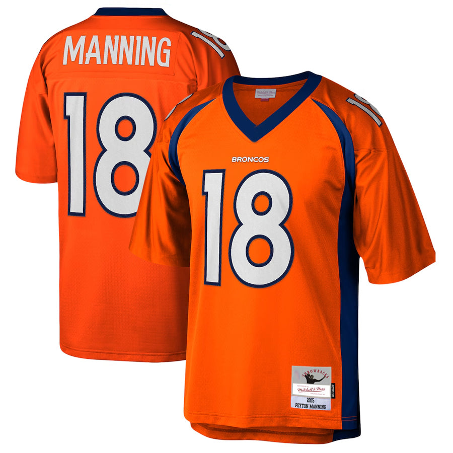 Johmsee D.Broncos #18 Peyton Manning Player Mitchell & Ness Orange Legacy Replica Stitched Jerseys