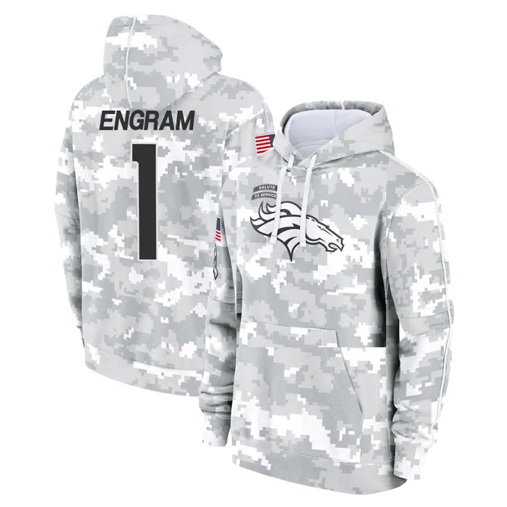 Johmsee D.Broncos #1 Evan Engram Player Arctic Camo Salute to Service Hoodies Limited Game Stitched Jerseys