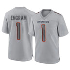 Johmsee D.Broncos #1 Evan Engram Player Gray Atmosphere Fashion Limited Game Stitched Jerseys