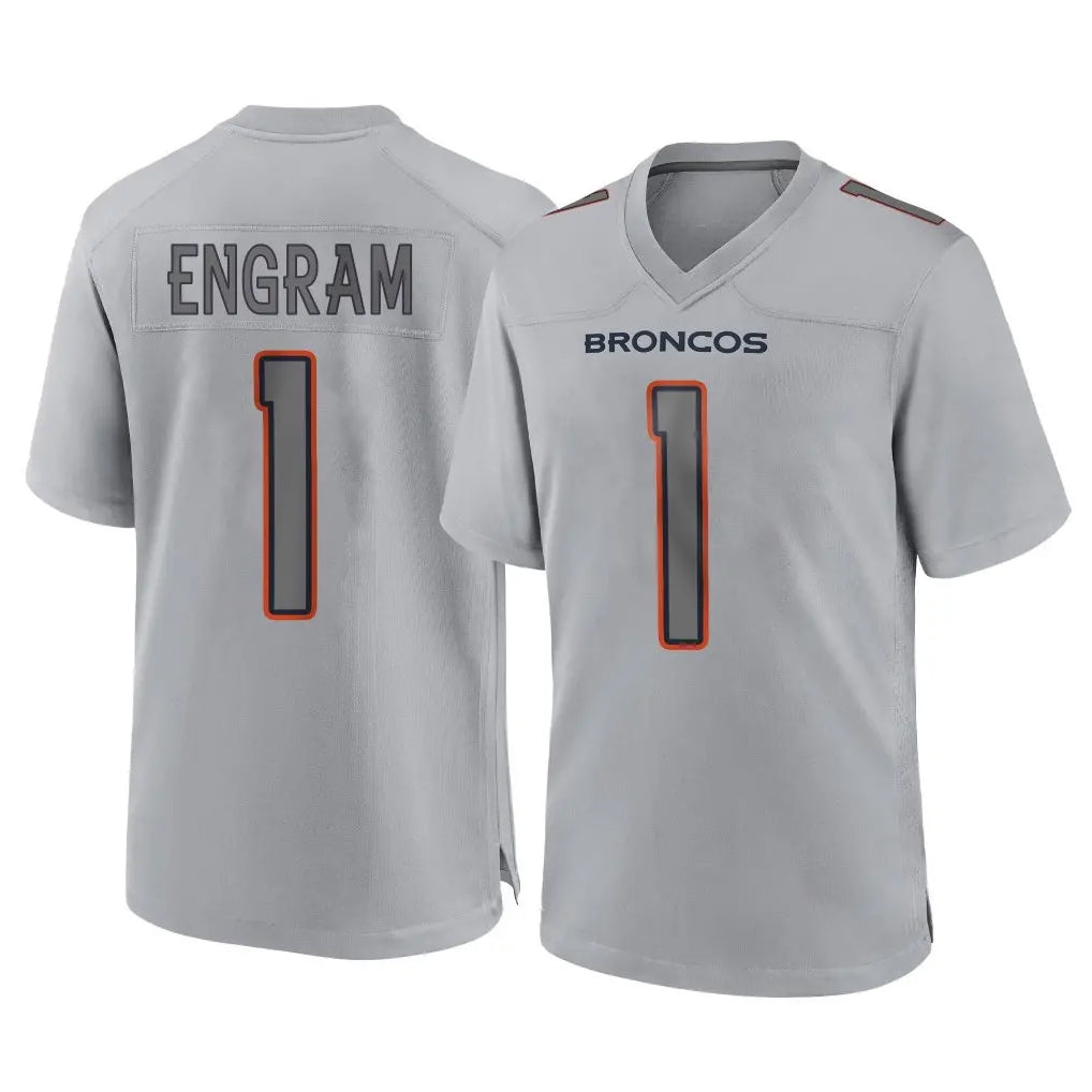 Johmsee D.Broncos #1 Evan Engram Player Gray Atmosphere Fashion Limited Game Stitched Jerseys