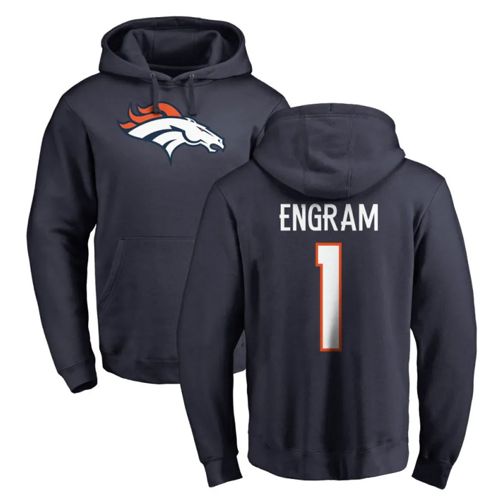 Johmsee D.Broncos #1 Evan Engram Player Navy Pullover Hoodie Limited Stitched Jerseys