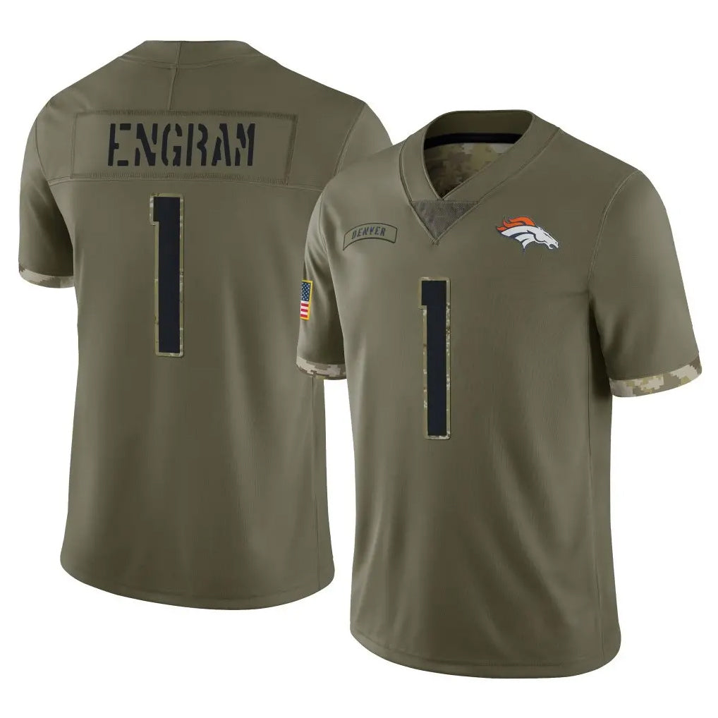 Johmsee D.Broncos #1 Evan Engram Player Olive Salute To Service Limited Stitched Jerseys