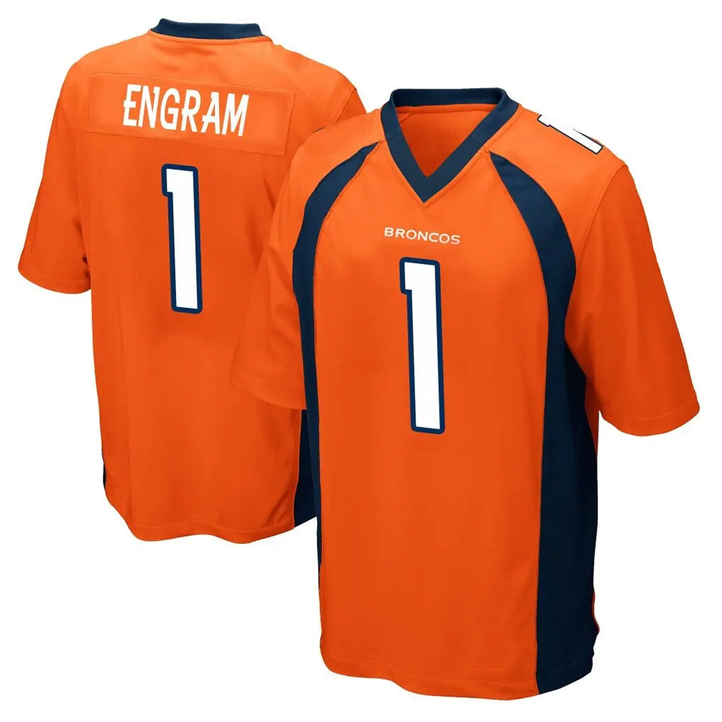Johmsee D.Broncos #1 Evan Engram Player Orange Color Home Game Stitched Jerseys