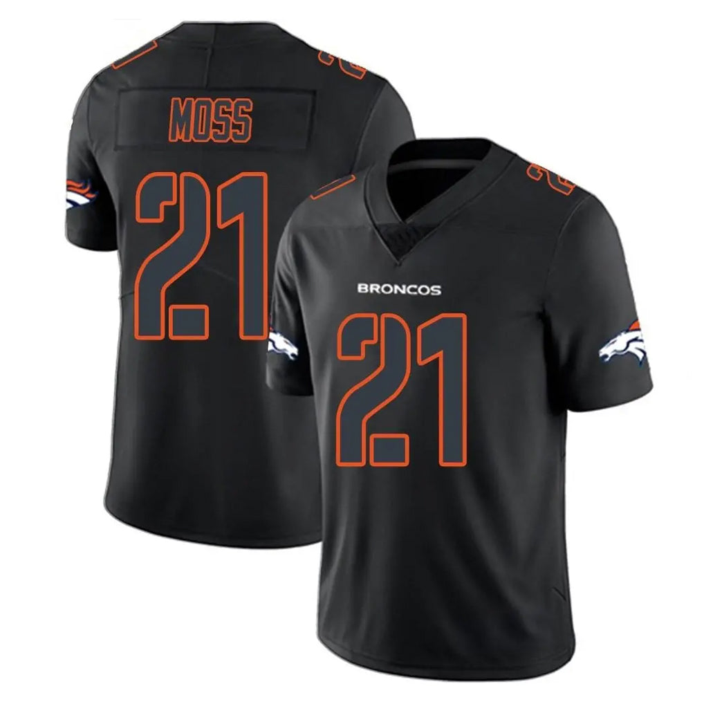 Johmsee D.Broncos #21 Riley Moss Player Black Impact Limited Game Stitched Jerseys