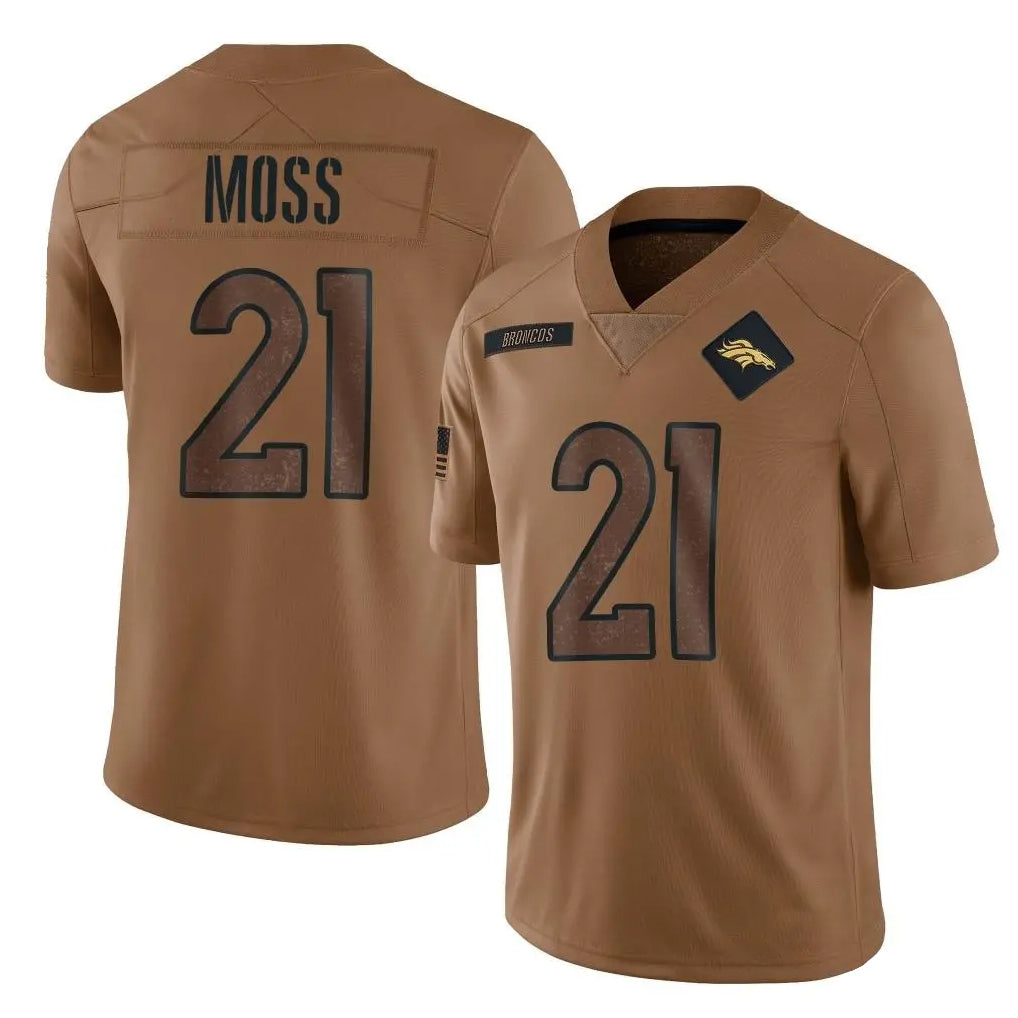 Johmsee D.Broncos #21 Riley Moss Player Brown Salute To Service Limited Stitched Jerseys