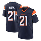 Johmsee D.Broncos #21 Riley Moss Player Navy Home Game Stitched Jerseys