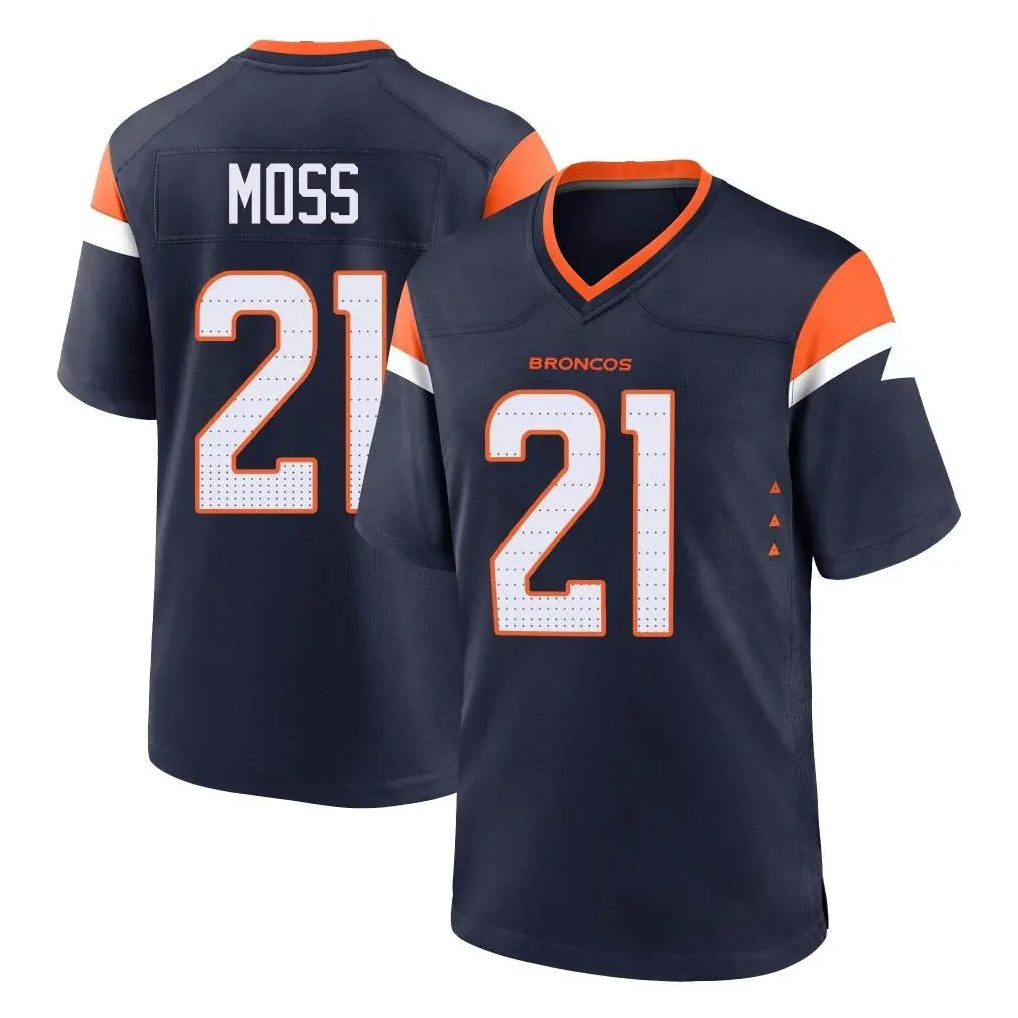 Johmsee D.Broncos #21 Riley Moss Player Navy Home Game Stitched Jerseys