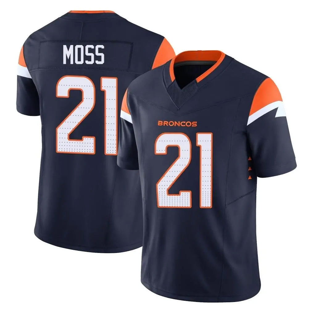 Johmsee D.Broncos #21 Riley Moss Player Navy Limited Vapor F.U.S.E. Home Game Stitched Jerseys