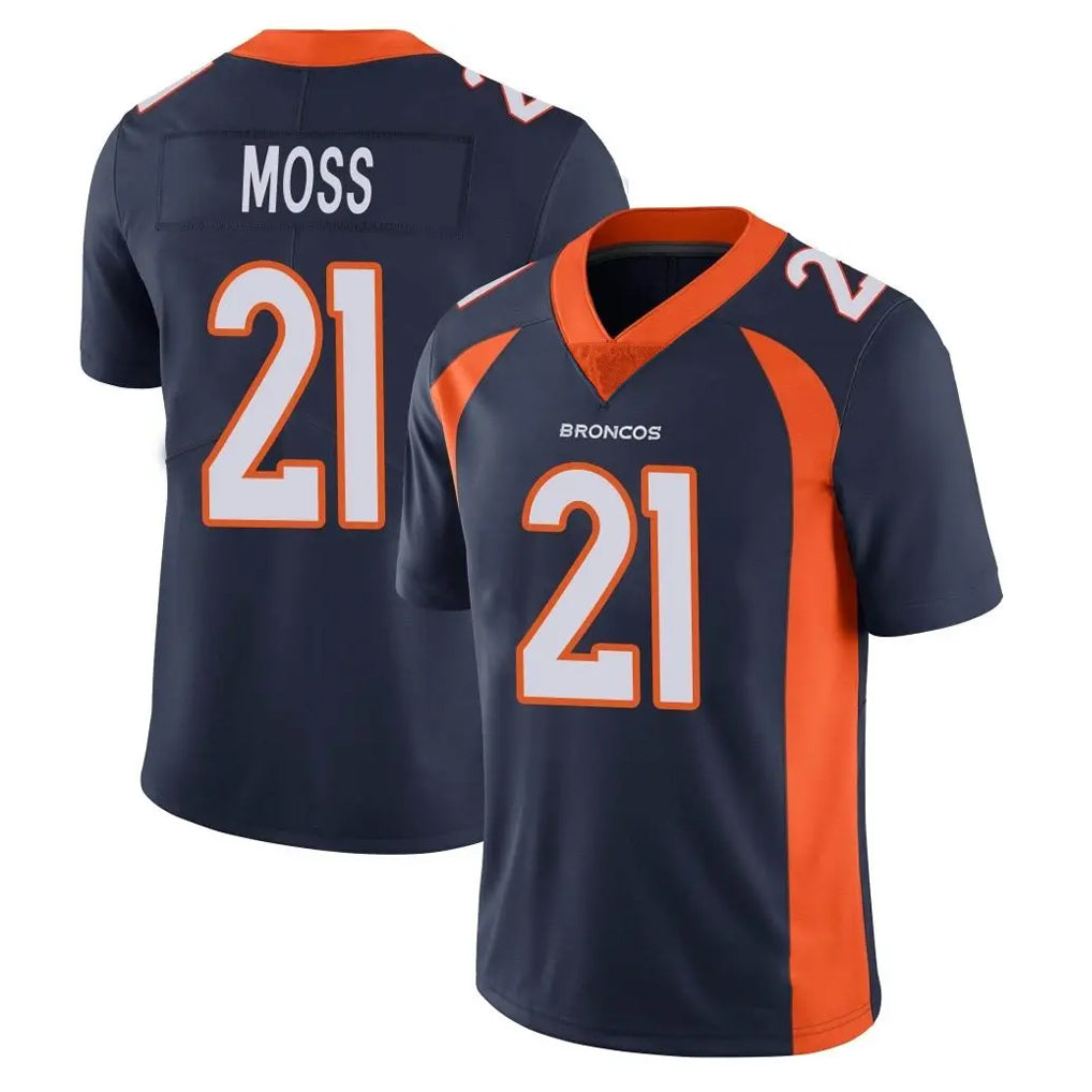 Johmsee D.Broncos #21 Riley Moss Player Navy Vapor Untouchable Limited Game Stitched Jerseys