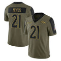 Johmsee D.Broncos #21 Riley Moss Player Olive Salute To Service Limited Game Stitched Jerseys