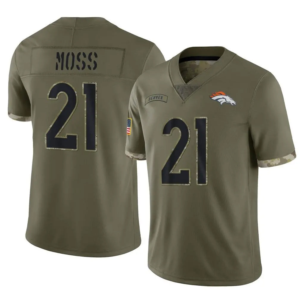 Johmsee D.Broncos #21 Riley Moss Player Olive Salute To Service Limited Stitched Jerseys