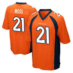 Johmsee D.Broncos #21 Riley Moss Player Orange Color Home Game Stitched Jerseys