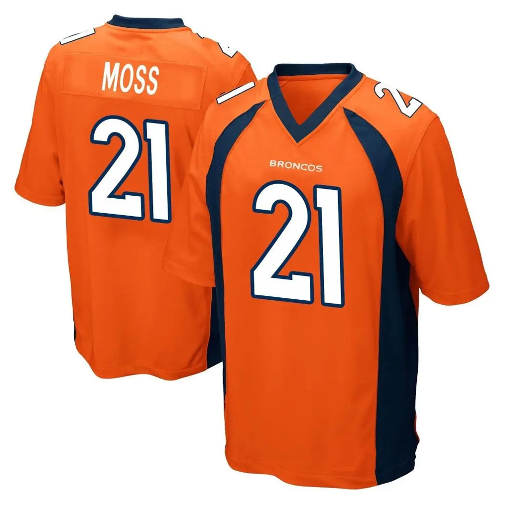Johmsee D.Broncos #21 Riley Moss Player Orange Color Home Game Stitched Jerseys