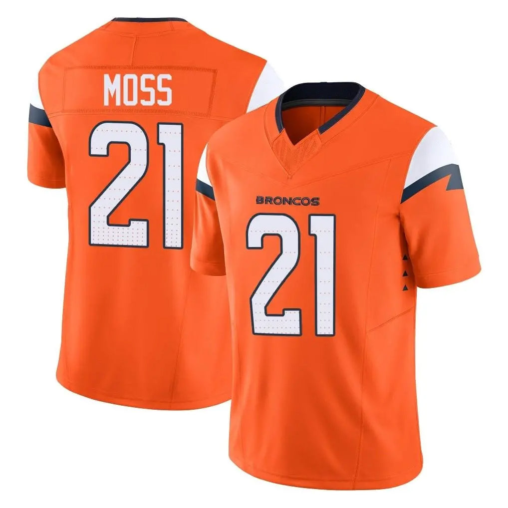 Johmsee D.Broncos #21 Riley Moss Player Orange Vapor F.U.S.E. Limited Home Game Stitched Jerseys